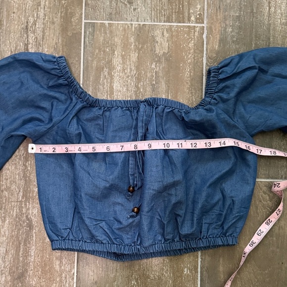 Stylish Blue Off-Shoulder Blouse - Picture 5 of 8